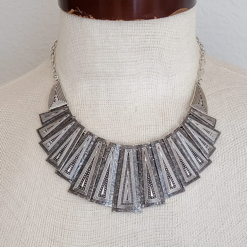 Art Deco Geometric Bib Collar Necklace